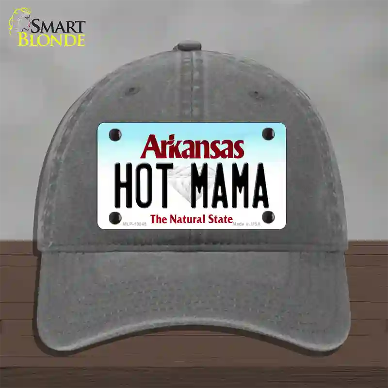 Hot Mama Arkansas Novelty License Plate Hat Unconstructed Cotton / Charcoal