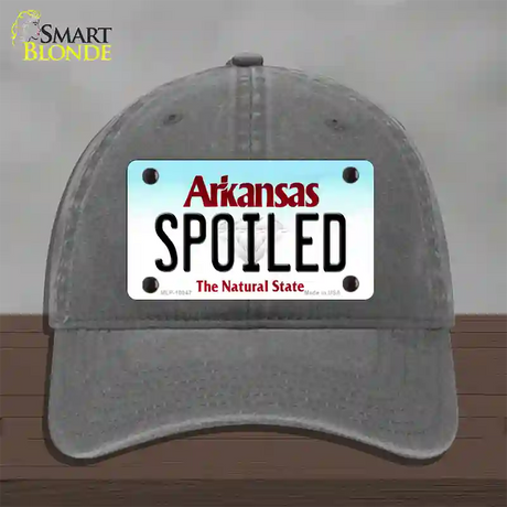 Spoiled Arkansas Novelty License Plate Hat Unconstructed Cotton / Charcoal