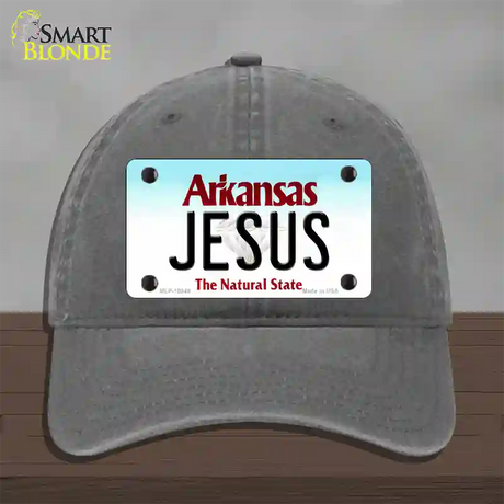 Jesus Arkansas Novelty License Plate Hat Unconstructed Cotton / Charcoal