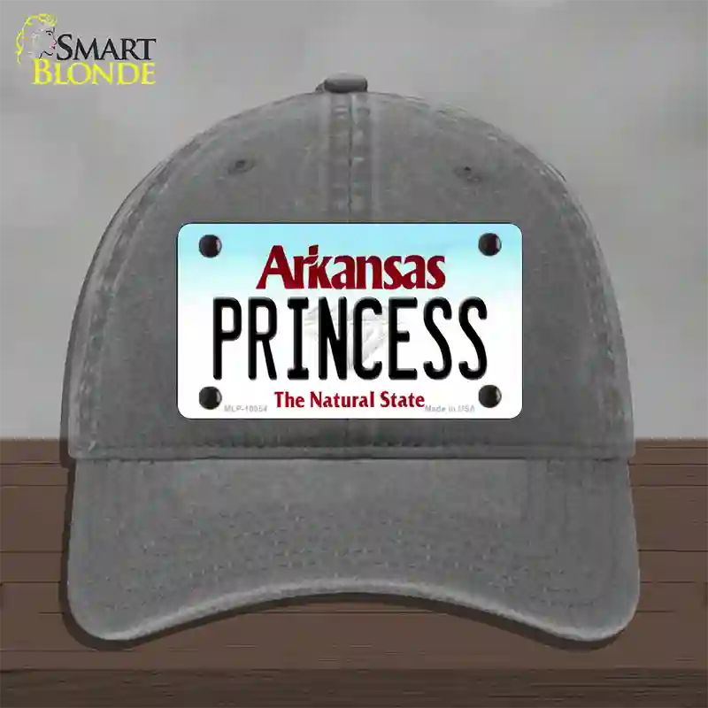 Princess Arkansas Novelty License Plate Hat Unconstructed Cotton / Charcoal