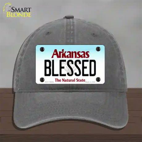 Blessed Arkansas Novelty License Plate Hat Unconstructed Cotton / Charcoal