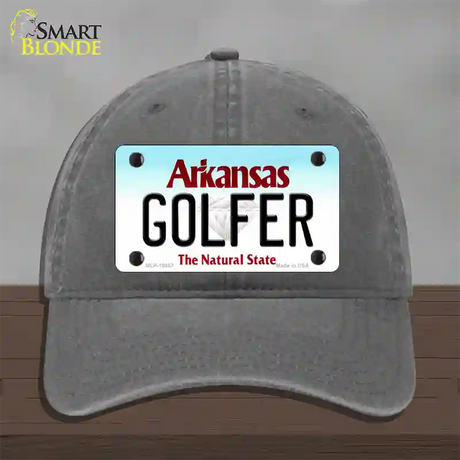 Golfer Arkansas Novelty License Plate Hat Unconstructed Cotton / Charcoal