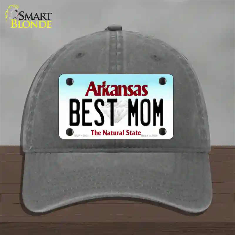 Best Mom Arkansas Novelty License Plate Hat Unconstructed Cotton / Charcoal