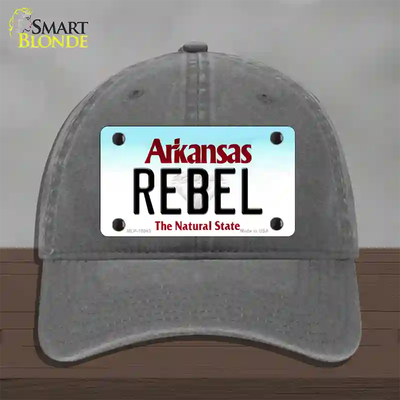 Rebel Arkansas Novelty License Plate Hat Unconstructed Cotton / Charcoal