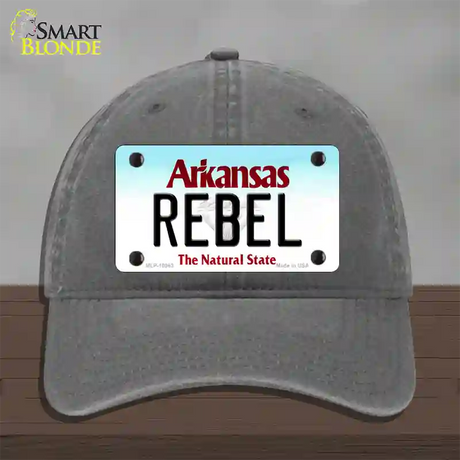 Rebel Arkansas Novelty License Plate Hat Unconstructed Cotton / Charcoal