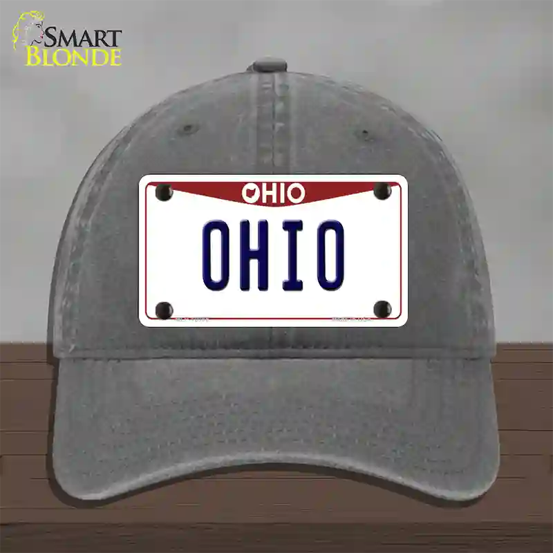 Ohio Maroon Novelty License Plate Hat Unconstructed Cotton / Charcoal