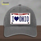 I Love Ohio Novelty License Plate Hat Unconstructed Cotton / Charcoal