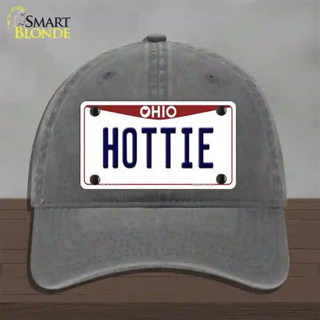 Hottie Ohio Novelty License Plate Hat Unconstructed Cotton / Charcoal