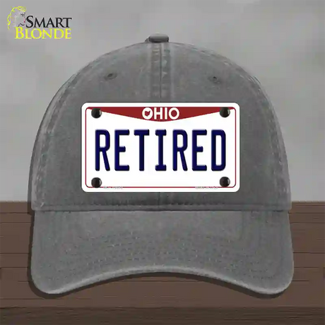 Retired Ohio Novelty License Plate Hat Unconstructed Cotton / Charcoal