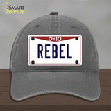 Rebel Ohio Novelty License Plate Hat Unconstructed Cotton / Charcoal