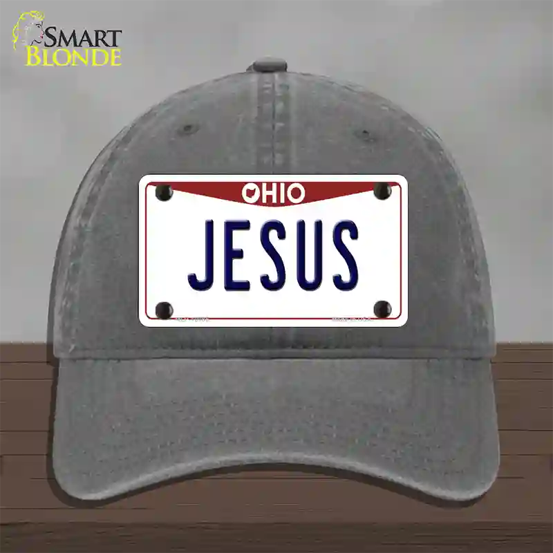 Jesus Ohio Novelty License Plate Hat Unconstructed Cotton / Charcoal