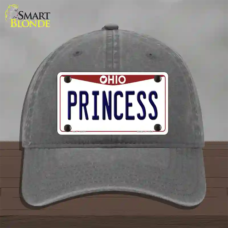 Princess Ohio Novelty License Plate Hat Unconstructed Cotton / Charcoal