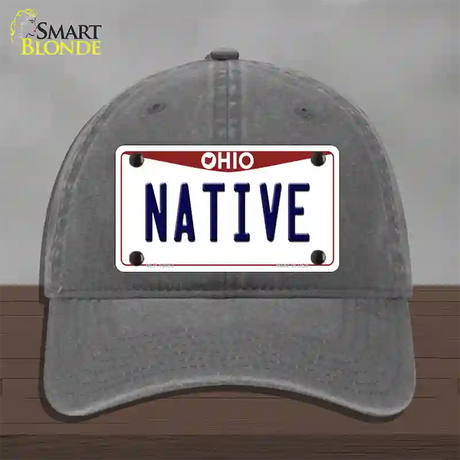 Native Ohio Novelty License Plate Hat Unconstructed Cotton / Charcoal