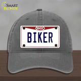 Biker Ohio Novelty License Plate Hat Unconstructed Cotton / Charcoal