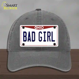 Bad Girl Ohio Novelty License Plate Hat Unconstructed Cotton / Charcoal