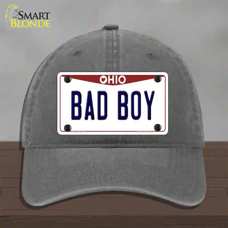 Bad Boy Ohio Novelty License Plate Hat Unconstructed Cotton / Charcoal