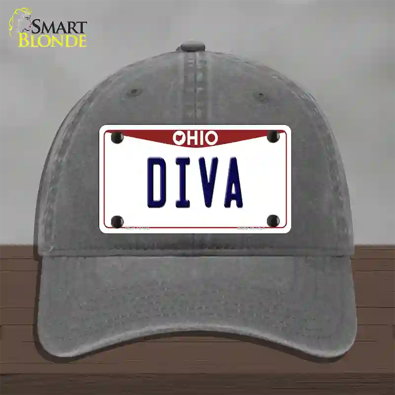 Diva Ohio Novelty License Plate Hat Unconstructed Cotton / Charcoal