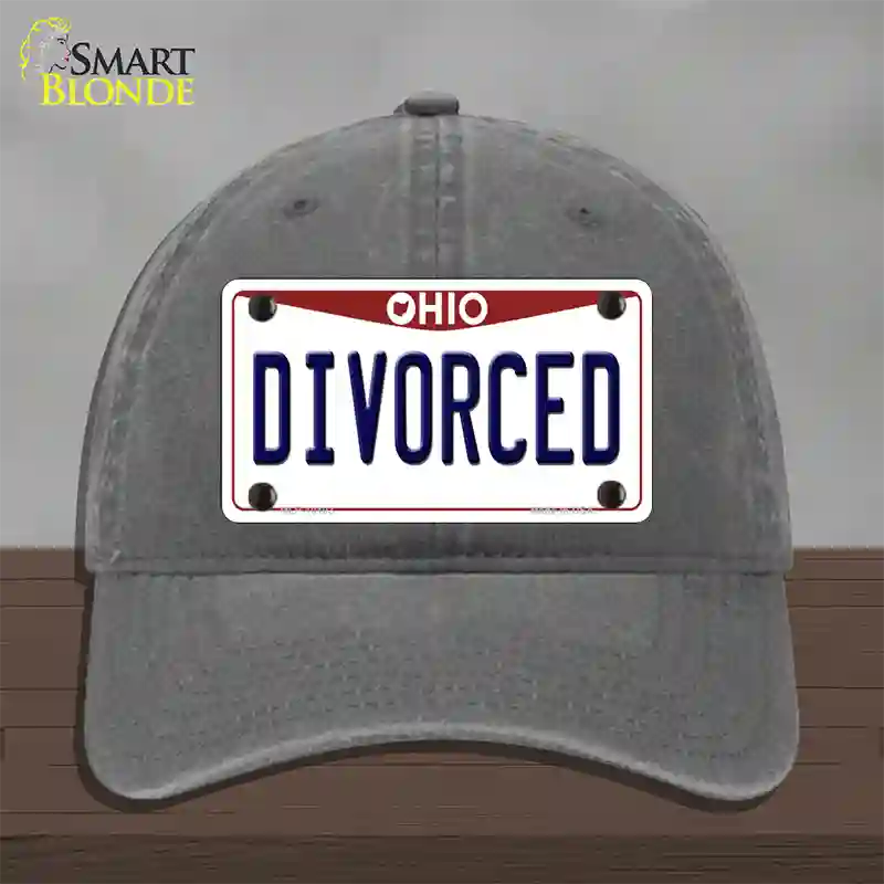 Divorced Ohio Novelty License Plate Hat Unconstructed Cotton / Charcoal