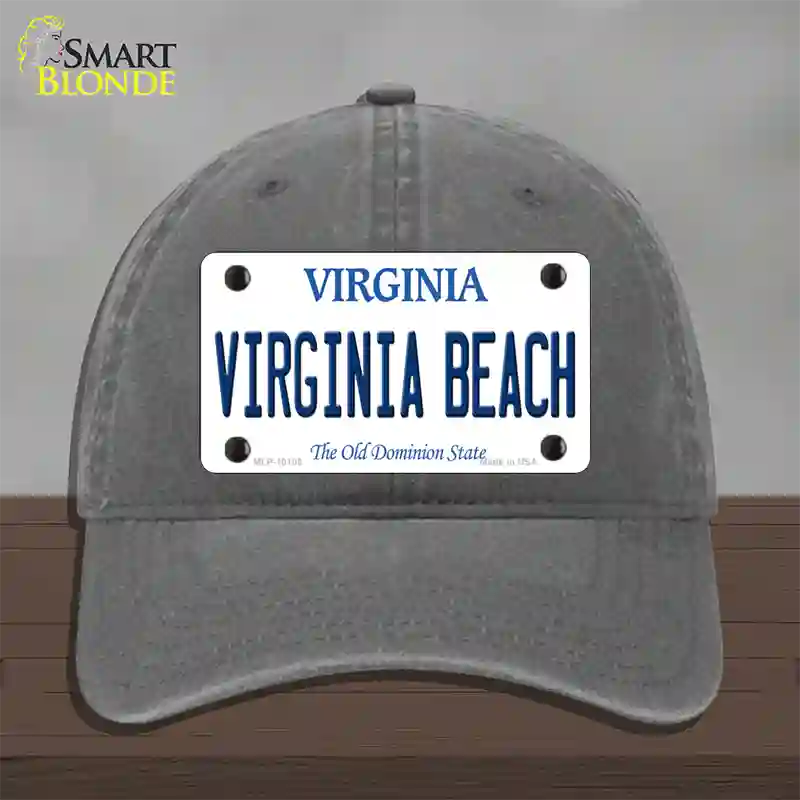 Virginia Beach Virginia Novelty License Plate Hat Unconstructed Cotton / Charcoal