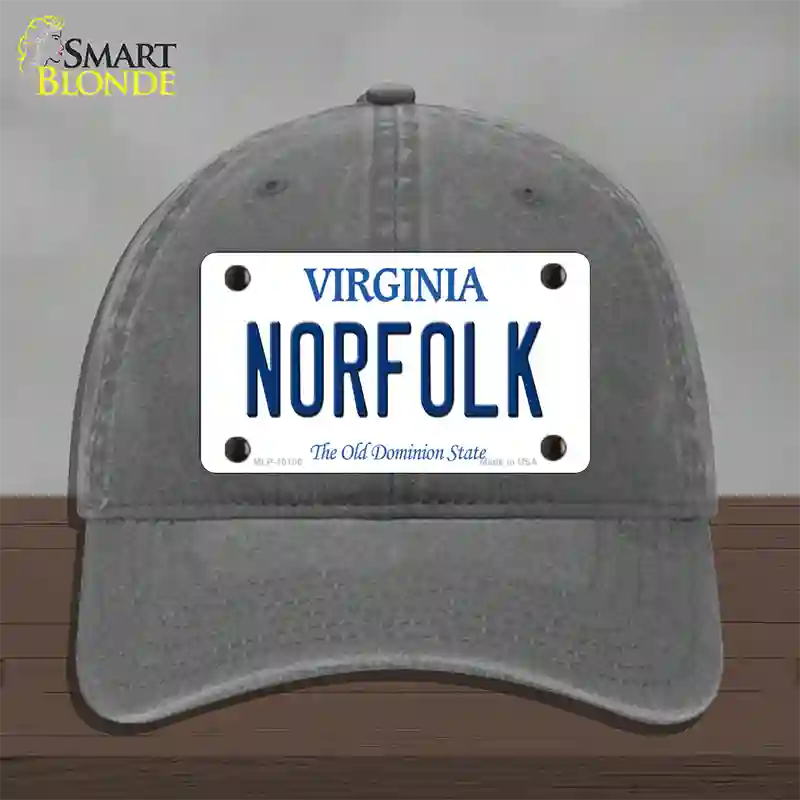 Norfolk Virginia Novelty License Plate Hat Unconstructed Cotton / Charcoal