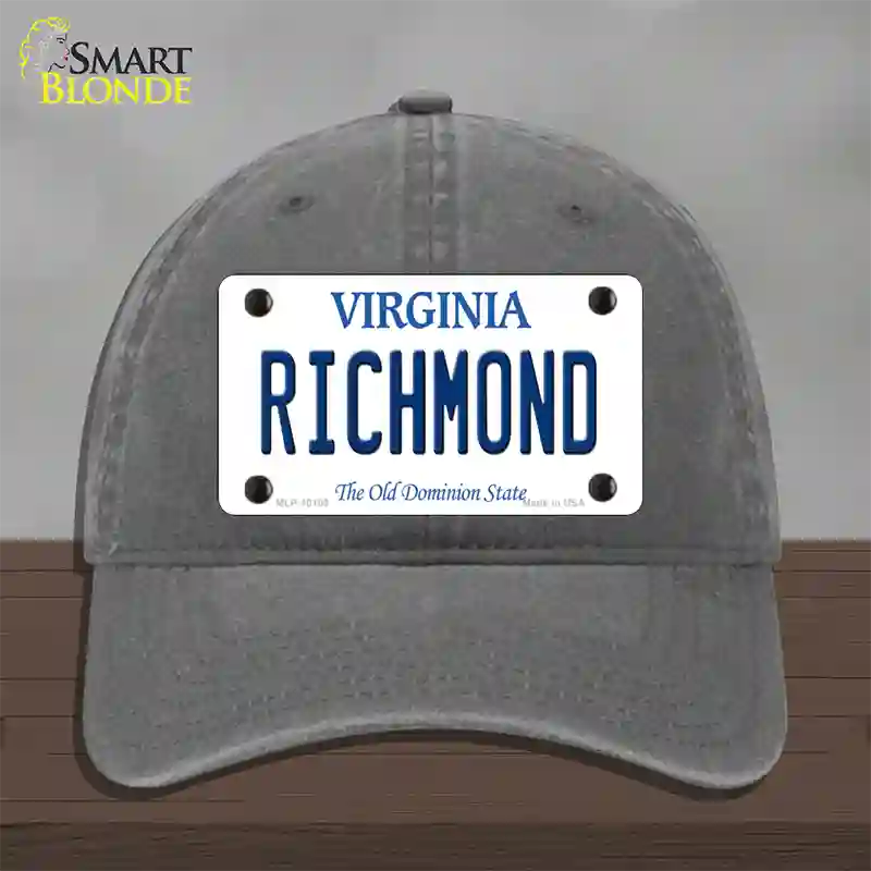 Richmond Virginia Novelty License Plate Hat Unconstructed Cotton / Charcoal