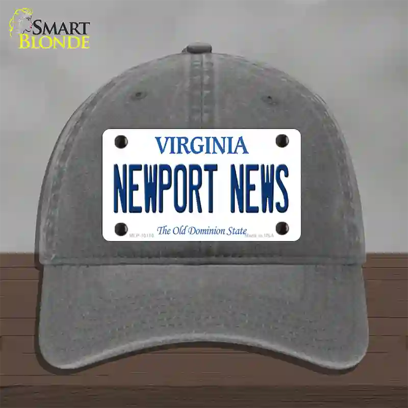 Newport News Virginia Novelty License Plate Hat Unconstructed Cotton / Charcoal