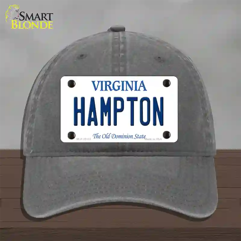 Hampton Virginia Novelty License Plate Hat Unconstructed Cotton / Charcoal