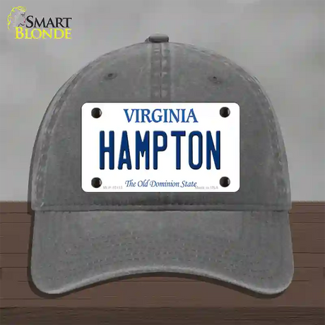 Hampton Virginia Novelty License Plate Hat Unconstructed Cotton / Charcoal