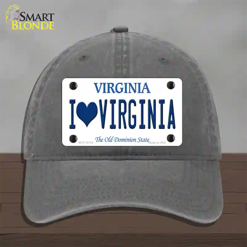 I Love Virginia Novelty License Plate Hat Unconstructed Cotton / Charcoal