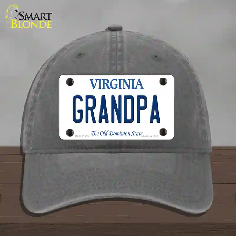 Grandpa Virginia Novelty License Plate Hat Unconstructed Cotton / Charcoal