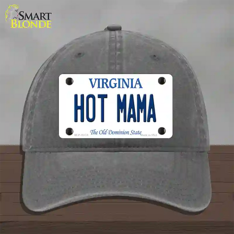 Hot Mama Virginia Novelty License Plate Hat Unconstructed Cotton / Charcoal