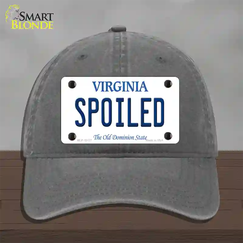 Spoiled Virginia Novelty License Plate Hat Unconstructed Cotton / Charcoal