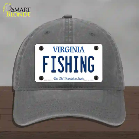 Fishing Virginia Novelty License Plate Hat Unconstructed Cotton / Charcoal