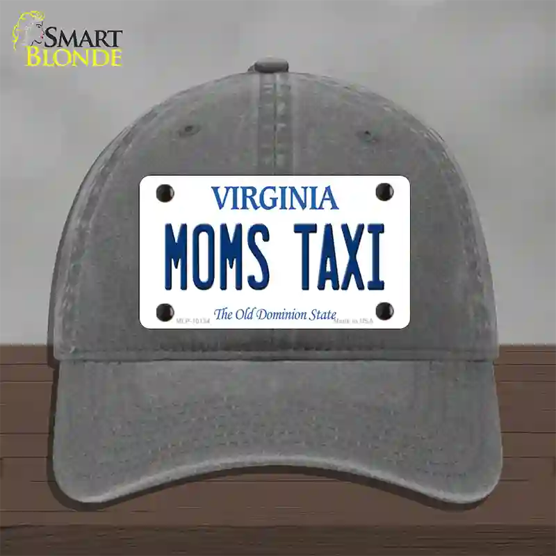 Moms Taxi Virginia Novelty License Plate Hat Unconstructed Cotton / Charcoal