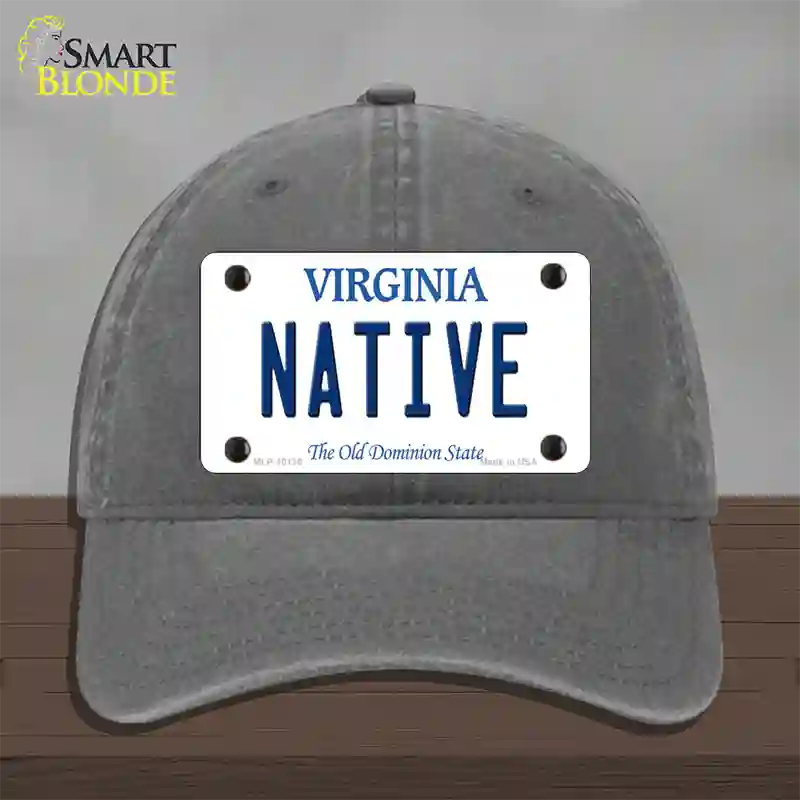 Native Virginia Novelty License Plate Hat Unconstructed Cotton / Charcoal