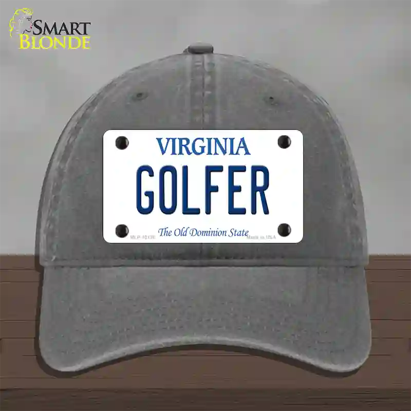 Golfer Virginia Novelty License Plate Hat Unconstructed Cotton / Charcoal