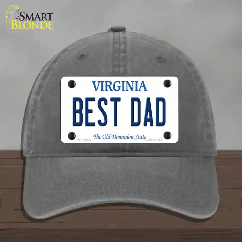 Best Dad Virginia Novelty License Plate Hat Unconstructed Cotton / Charcoal