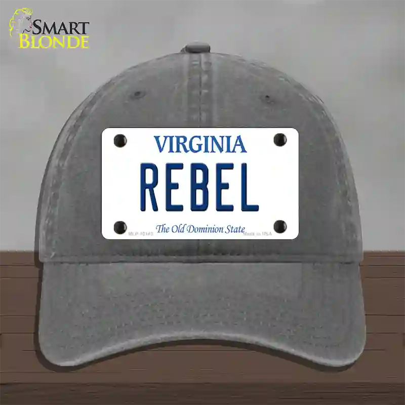 Rebel Virginia Novelty License Plate Hat Unconstructed Cotton / Charcoal