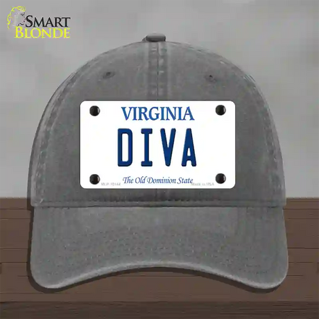 Diva Virginia Novelty License Plate Hat Unconstructed Cotton / Charcoal