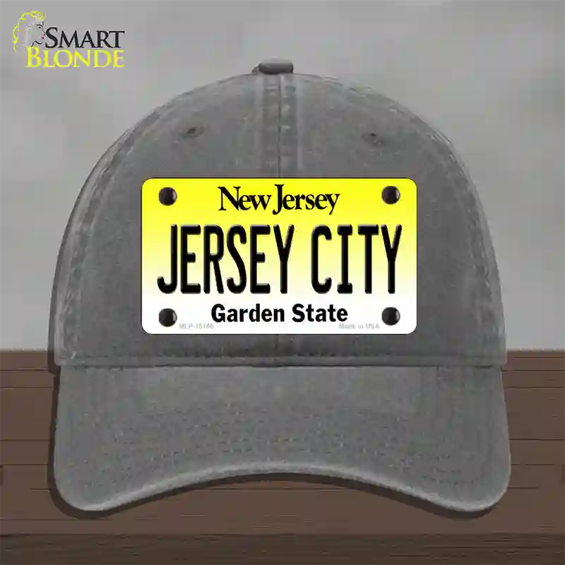 Jersey City New Jersey Novelty License Plate Hat Unconstructed Cotton / Charcoal