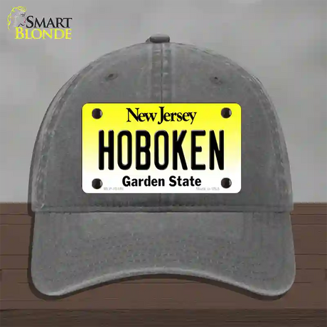 Hoboken New Jersey Novelty License Plate Hat Unconstructed Cotton / Charcoal