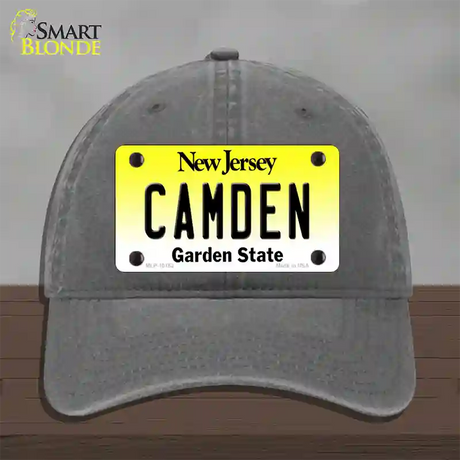 Camden New Jersey Novelty License Plate Hat Unconstructed Cotton / Charcoal