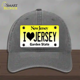 I Love Jersey New Jersey Novelty License Plate Hat Unconstructed Cotton / Charcoal