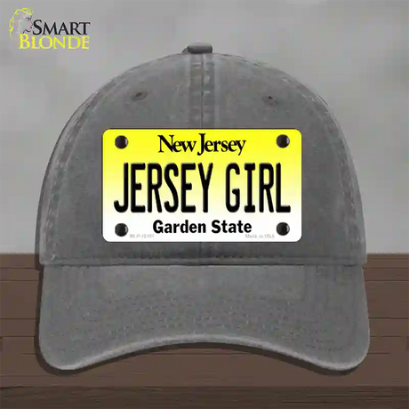 Jersey Girl New Jersey Novelty License Plate Hat Unconstructed Cotton / Charcoal