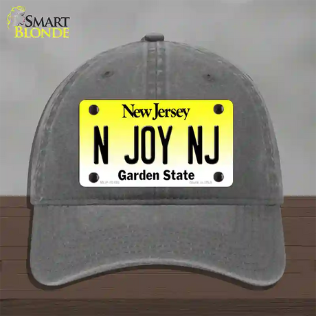 N Joy NJ New Jersey Novelty License Plate Hat Unconstructed Cotton / Charcoal