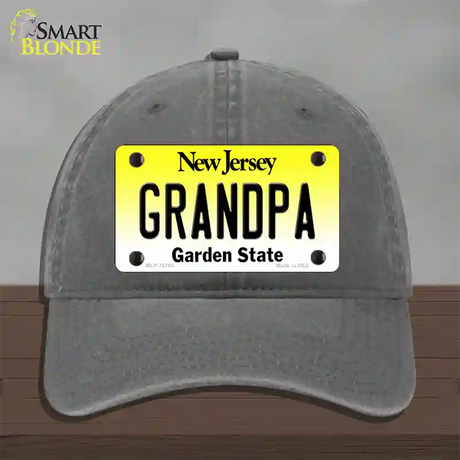 Grandpa New Jersey Novelty License Plate Hat Unconstructed Cotton / Charcoal