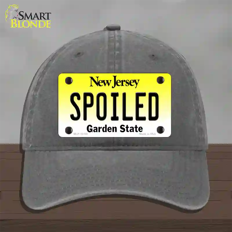 Spoiled New Jersey Novelty License Plate Hat Unconstructed Cotton / Charcoal