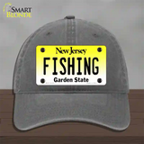 Fishing New Jersey Novelty License Plate Hat Unconstructed Cotton / Charcoal