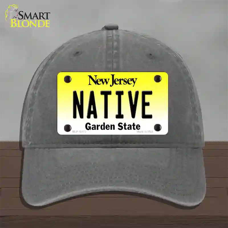 Native New Jersey Novelty License Plate Hat Unconstructed Cotton / Charcoal