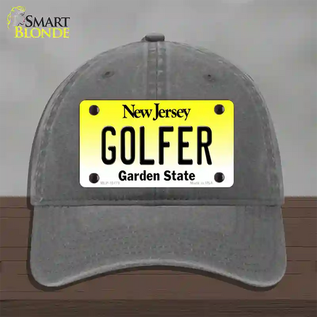 Golfer New Jersey Novelty License Plate Hat Unconstructed Cotton / Charcoal